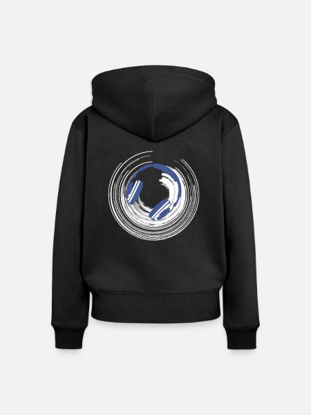 Kopfhörer Musik - Frauen Premium Bio Zip Hoodie - Schwarz