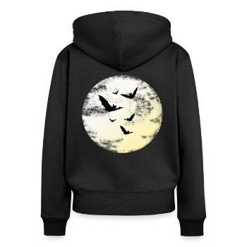 Fledermäuse im Mondlicht - Frauen Premium Bio Zip Hoodie - Schwarz - Hinten - Julia (174cm)