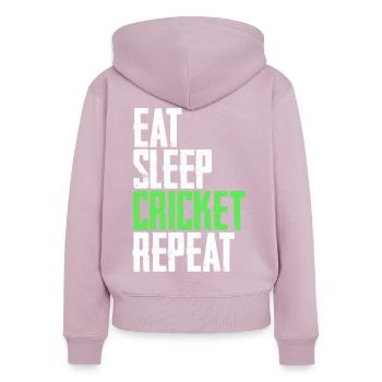 Cricket cricketer - Women's Premium Organic Zip Hoodie - dusky pink - Back - Julia (174cm)