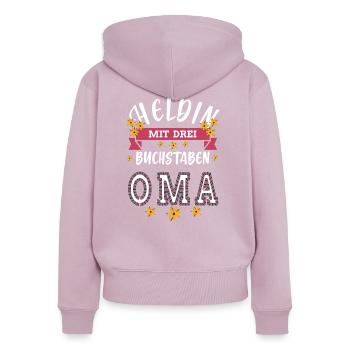 Grand-mère héroïne - Sweat à capuche zippé Premium bio Femme - rose poudré - Dos - Julia (174cm)