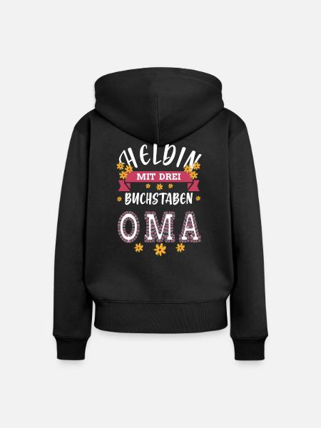 Oma Heldin - Frauen Premium Bio Zip Hoodie - Schwarz