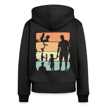 Vater & Sohn Geschenk - Frauen Premium Bio Zip Hoodie - Schwarz - Hinten - Julia (174cm)