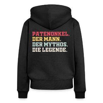 Patenonkel Taufpate Taufe Geschenk - Frauen Premium Bio Zip Hoodie - Schwarz - Hinten - Julia (174cm)