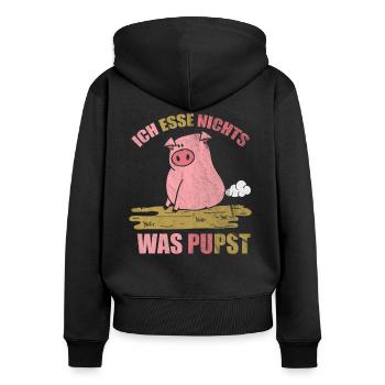 Vegan Veganer Tierschutz - Frauen Premium Bio Zip Hoodie - Schwarz - Hinten - Julia (174cm)