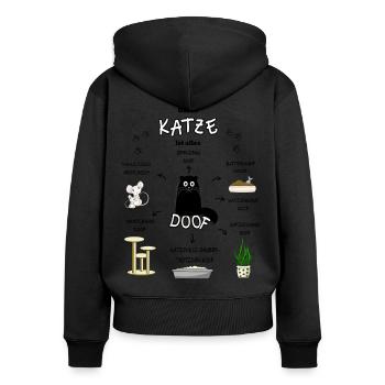 Katze Cat Kitten Kater Kätzchen Katzen schwarz - Frauen Premium Bio Zip Hoodie - Schwarz - Hinten - Julia (174cm)