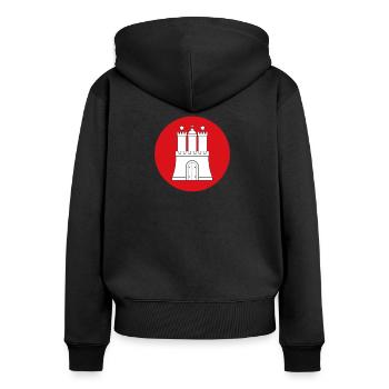 Drapeau de port de la ville hanséatique de Hambourg - Sweat à capuche zippé Premium bio Femme - noir - Dos - Julia (174cm)