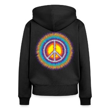 Peace - Frauen Premium Bio Zip Hoodie - Schwarz - Hinten - Julia (174cm)