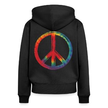 Frieden Love Peacezeichen - Frauen Premium Bio Zip Hoodie - Schwarz - Hinten - Julia (174cm)