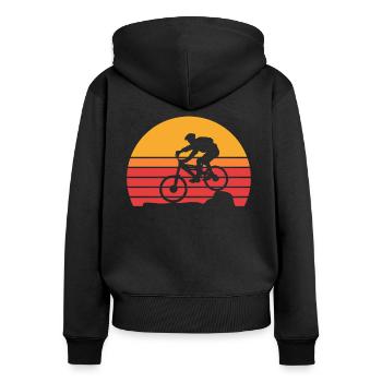 Freeride Downhill Mountainbikesport - Frauen Premium Bio Zip Hoodie - Schwarz - Hinten - Julia (174cm)