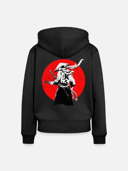 Samurai japanischer Krieger - Frauen Premium Bio Zip Hoodie - Schwarz