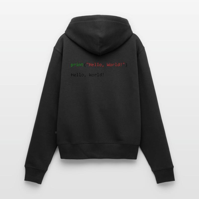 Programmeur de python cadeau Hello World Sweat à capuche zippé Premium bio Femme