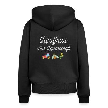 Landfrau aus Leidenschaft lustiges Geschenk - Frauen Premium Bio Zip Hoodie - Schwarz - Hinten - Julia (174cm)
