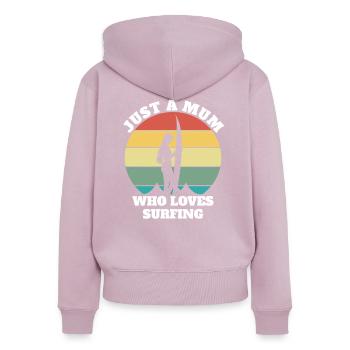 Surfer mum wave rider surfer mom gift idea - Women's Premium Organic Zip Hoodie - dusky pink - Back - Julia (174cm)