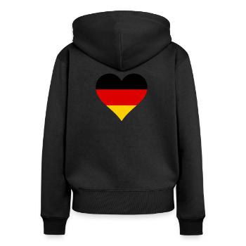 Germany german flag ensign heart - Women's Premium Organic Zip Hoodie - black - Back - Julia (174cm)