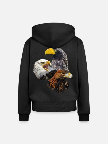 Raubvögel - Frauen Premium Bio Zip Hoodie - Schwarz