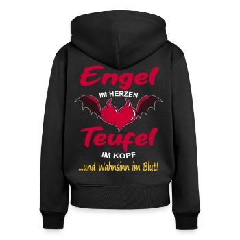 Engel Teufel Kostüm Charakter Zicke Geschenk - Frauen Premium Bio Zip Hoodie - Schwarz - Hinten - Julia (174cm)