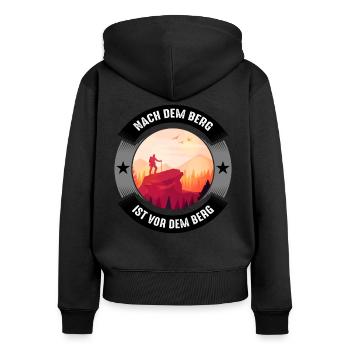 Nach dem Berg ist vor Geschenk wandern Geschenkide - Frauen Premium Bio Zip Hoodie - Schwarz - Hinten - Julia (174cm)