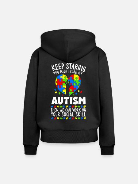 Autismus Bewusstsein - Frauen Premium Bio Zip Hoodie - Schwarz