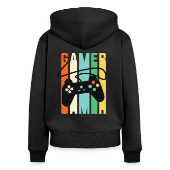 Gamer Console Controller Retro Gaming - Frauen Premium Bio Zip Hoodie - Schwarz - Hinten - Julia (174cm)
