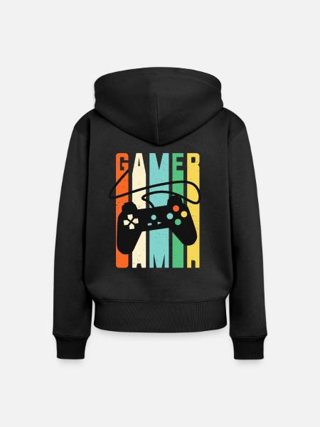 Gamer Console Controller Retro Gaming - Frauen Premium Bio Zip Hoodie - Schwarz
