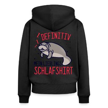 Definitiv mein lieblings Schlafshirt weiße Robbe S - Frauen Premium Bio Zip Hoodie - Schwarz - Hinten - Julia (174cm)