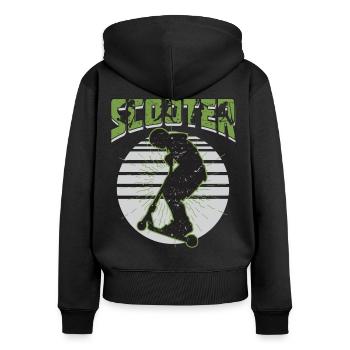 Scooter Stuntscooter Stunt Roller - Frauen Premium Bio Zip Hoodie - Schwarz - Hinten - Julia (174cm)
