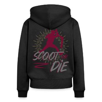 Scoot or die Stuntscooter Stunt Roller - Frauen Premium Bio Zip Hoodie - Schwarz - Hinten - Julia (174cm)