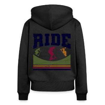 stunt roller stunt scooter scooter tretroll tretr - Frauen Premium Bio Zip Hoodie - Schwarz - Hinten - Julia (174cm)