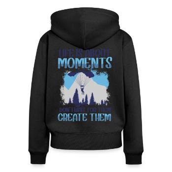 Équipement de pilote de parapente Paraglider Pa - Sweat à capuche zippé Premium bio Femme - noir - Dos - Julia (174cm)