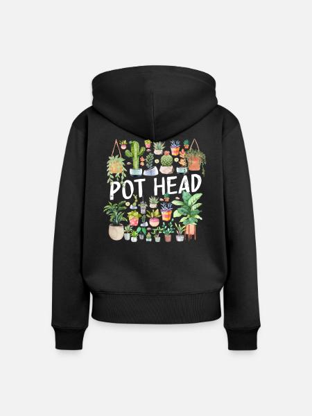 Potted Plant Pot Head - Frauen Premium Bio Zip Hoodie - Schwarz