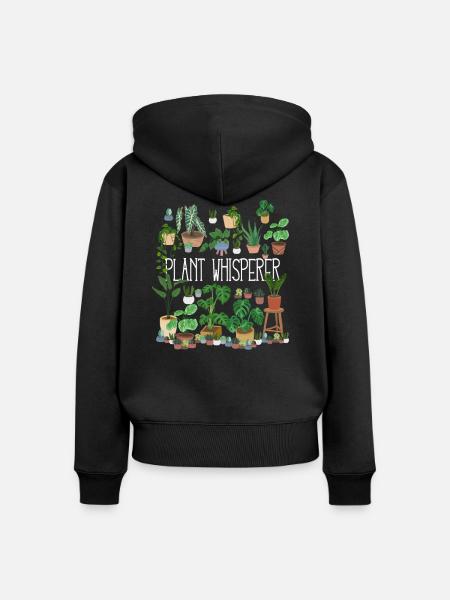 Plant Whisperer - Frauen Premium Bio Zip Hoodie - Schwarz