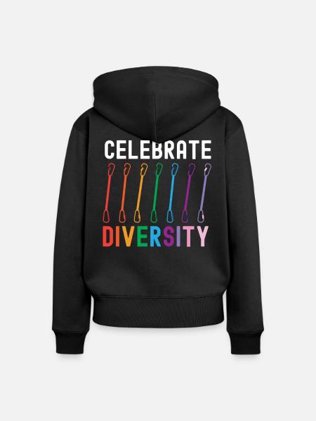 Rock Climbing Climber Rainbow - Frauen Premium Bio Zip Hoodie - Schwarz
