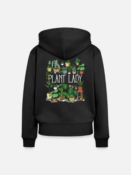 Plant Lady - Frauen Premium Bio Zip Hoodie - Schwarz