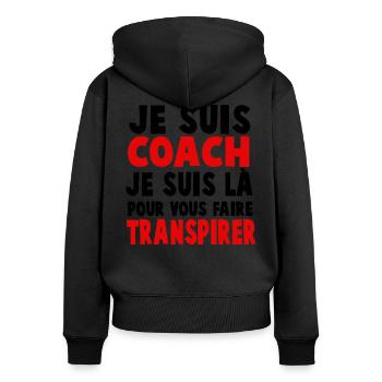 JE SUIS COACH - Sweat à capuche zippé Premium bio Femme - noir - Dos - Julia (174cm)