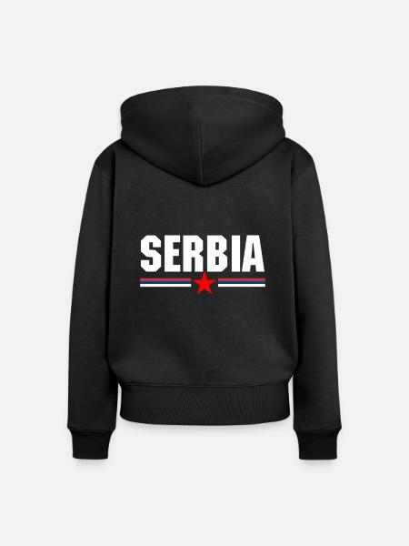 Serbien! - Frauen Premium Bio Zip Hoodie - Schwarz