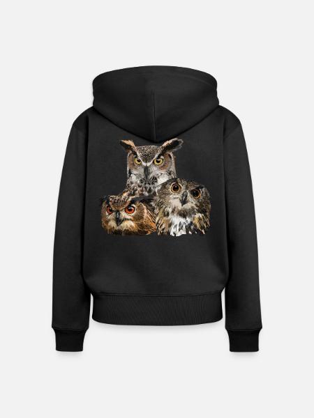 Nächtliche Raubvögel - Frauen Premium Bio Zip Hoodie - Schwarz