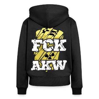 FCK AKW Atomkraftwerke Spruch Gegen Atomstrom - Frauen Premium Bio Zip Hoodie - Schwarz - Hinten - Julia (174cm)