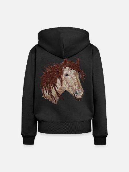 Pferd, Pferdekopf, Pferde - Frauen Premium Bio Zip Hoodie - Schwarz