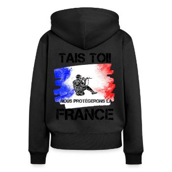 T-shirt shut you we will protect the french gift - Women's Premium Organic Zip Hoodie - black - Back - Julia (174cm)