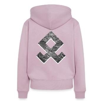 Rune viking - Sweat à capuche zippé Premium bio Femme - rose poudré - Dos - Julia (174cm)