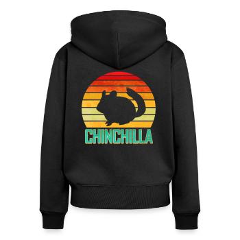 Chinchilla Vintage Design - Chinchilla Besitzer - Frauen Premium Bio Zip Hoodie - Schwarz - Hinten - Julia (174cm)