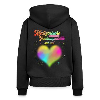Medizinische Fachangestellte mit viel Herz - Frauen Premium Bio Zip Hoodie - Schwarz - Hinten - Julia (174cm)