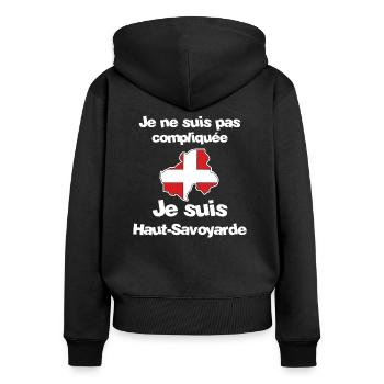 Je suis Haut-Savoyarde - Sweat à capuche zippé Premium bio Femme - noir - Dos - Julia (174cm)