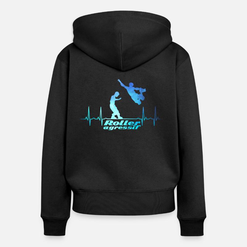 Roller agressif heartbeat - Sweat à capuche zippé Premium bio Femme - noir