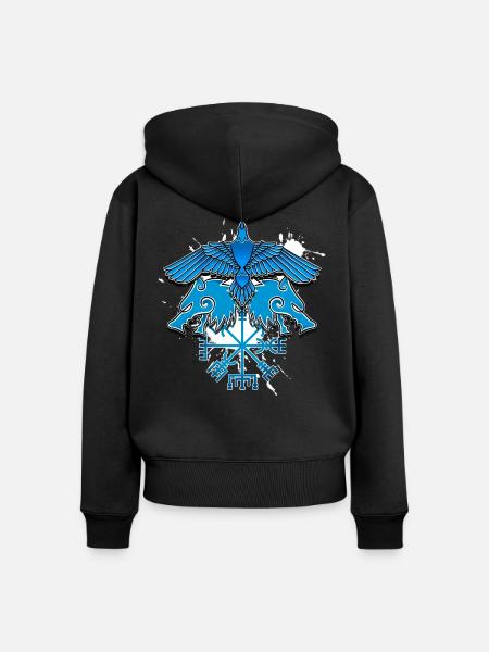 Gott Odin Wikinger - Frauen Premium Bio Zip Hoodie - Schwarz