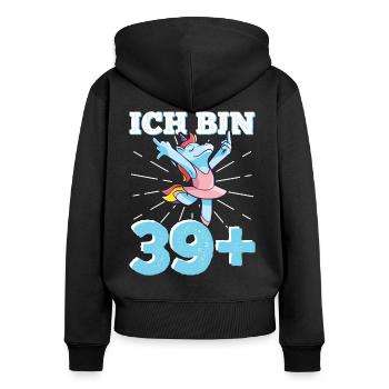 40. Geburtstag Frau 40er 40ter Ich bin 39+ plus - Frauen Premium Bio Zip Hoodie - Schwarz - Hinten - Julia (174cm)