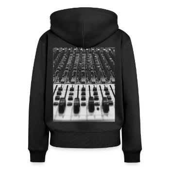 Mischpult T Shirt - Frauen Premium Bio Zip Hoodie - Schwarz - Hinten - Julia (174cm)
