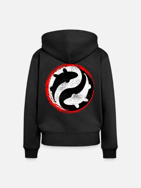 Koi Ying Yang - Frauen Premium Bio Zip Hoodie - Schwarz