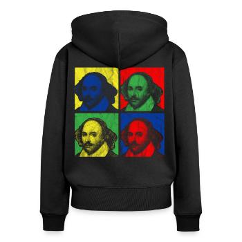 POP ART SHAKESPEARE - Women's Premium Organic Zip Hoodie - black - Back - Julia (174cm)
