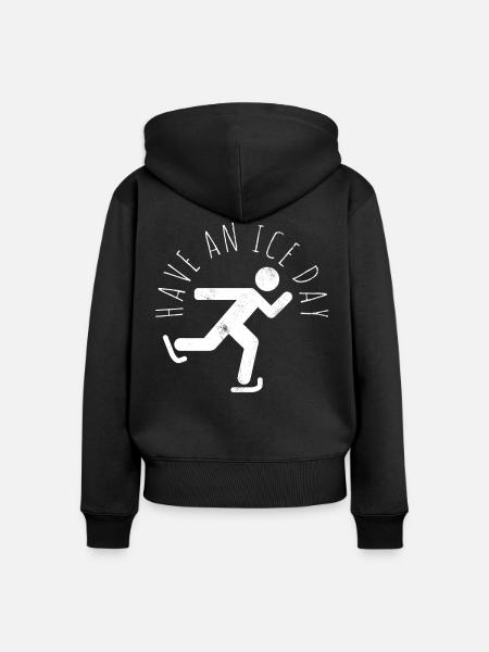 Schlittschuhlaufen Wortspiel - Frauen Premium Bio Zip Hoodie - Schwarz